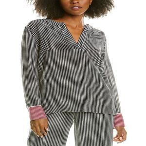 ESCADA Niassu Mini Houndstooth Checked Silk Blouse Sz 36 Small 6 Black White Red
